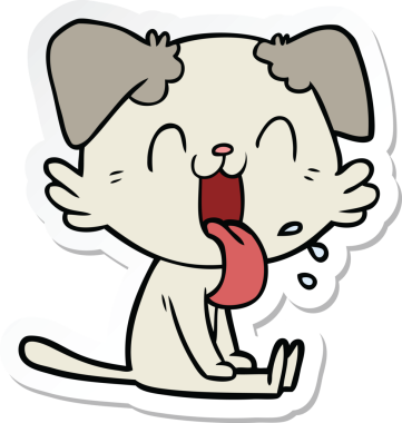 Bir insan tarafından çizilmiş nefes nefese kalmış bir köpeğin çıkartması.