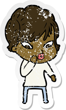 Bir insan tarafından çizilmiş karikatür bir kadının sıkıntılı çıkartması.