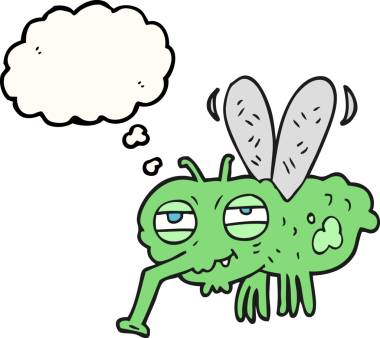 Bir insan tarafından çizilmiş serbest çizim balon karikatür sineği