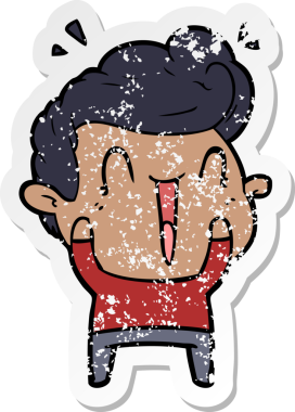 Bir insan tarafından çizilmiş mutlu bir adamın sıkıntılı çıkartması.