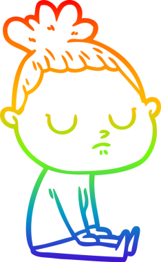 Gökkuşağı gradyan çizgi çizimi bir insan tarafından çizilmiş sakin bir kadın