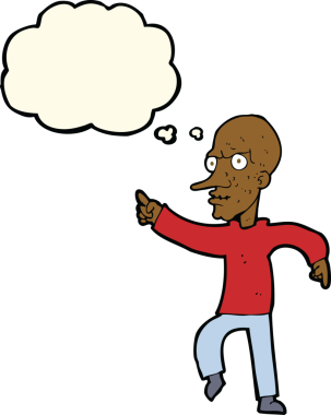 Bir insan tarafından çizilmiş düşünce baloncuğu olan kızgın yaşlı bir adam.