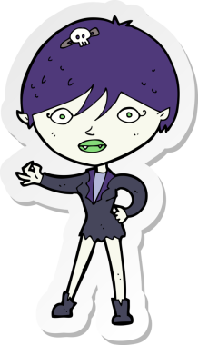 Bir insan tarafından çizilmiş vampir bir kızın çıkartması.