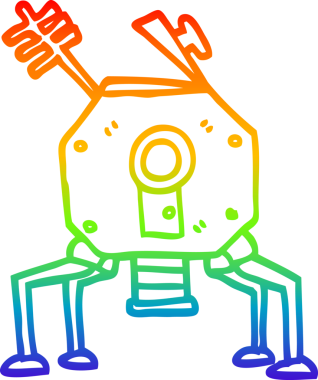 Bir insan tarafından çizilmiş bir uzay roketinin gökkuşağı gradyanı çizimi