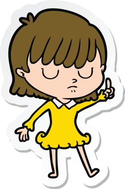 Bir insan tarafından çizilmiş bir karikatür kadının çıkartması.