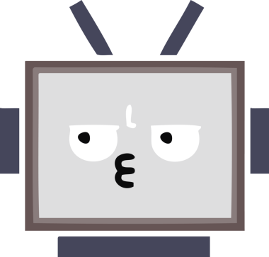 Bir insan tarafından çizilmiş robot kafasının düz renkli retro karikatürü