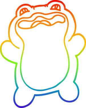 Bir insan tarafından çizilmiş komik bir kurbağanın çizdiği gökkuşağı gradyanı çizimi