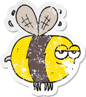 Bir insan tarafından çizilmiş mutsuz bir arının gerilimli çıkartması.