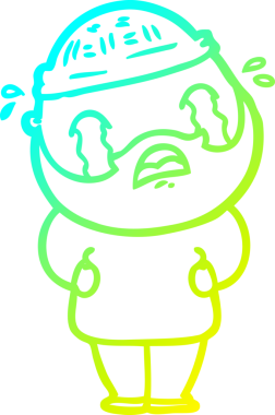 Bir insan tarafından çizilmiş ağlayan sakallı bir adamın çizdiği soğuk çizgi.