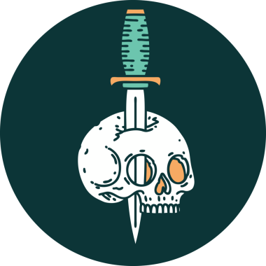 Bir insan tarafından çizilmiş bir kafatasının ikonik dövme şekli