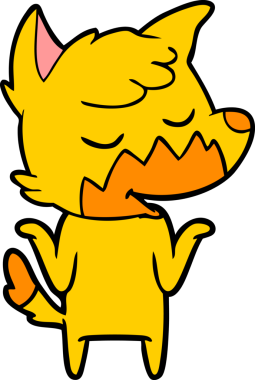 Bir insan tarafından çizilmiş tilki çizgi film karakteri