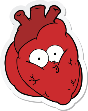 Bir insan tarafından çizilmiş garip bir kalbin çıkartması.