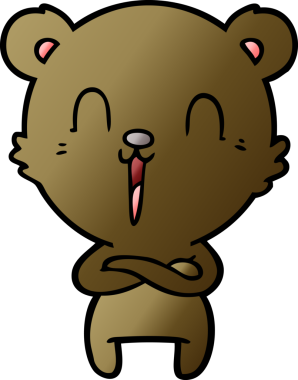 Bir insan tarafından çizilmiş mutlu çizgi film ayısı.