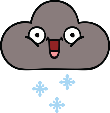 Bir insan tarafından çizilmiş kar bulutunun sevimli karikatürü.