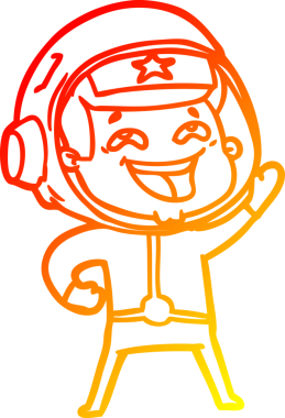 Bir insan tarafından çizilmiş gülen astronotun sıcak çizgi çizimi