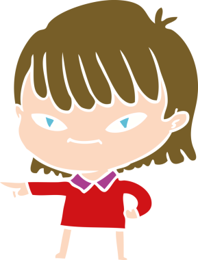 Bir insan tarafından çizilmiş düz renkli çizgi film.