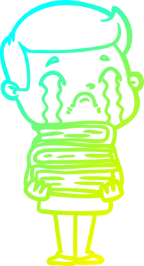 Bir insan tarafından çizilmiş ağlayan bir çizgi film karakteri çizimi.