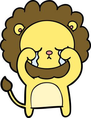 Bir insan tarafından çizilmiş ağlayan çizgi film aslanı.