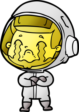 Bir insan tarafından çizilmiş ağlayan astronot çizgi filmi.