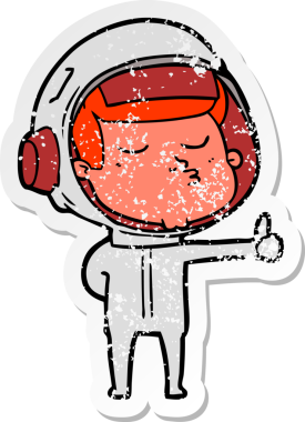 Kendine güveni tam bir astronotun insan tarafından çizilmiş işaretinin sıkıntılı çıkartması.