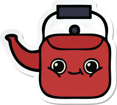 Bir insan tarafından çizilmiş şirin bir çaydanlığın çıkartması.