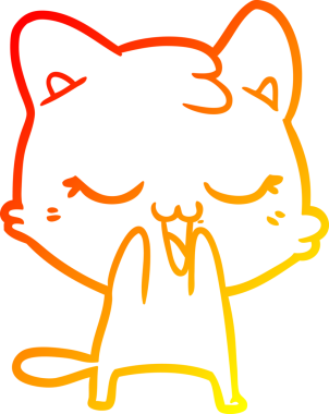 Bir insan tarafından çizilmiş çizgi film kedisinin sıcak çizgi çizimi