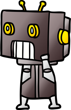 Bir insan tarafından çizilmiş çizgi film robotu