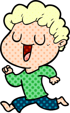 Bir insan tarafından çizilmiş gülen karikatür adam.