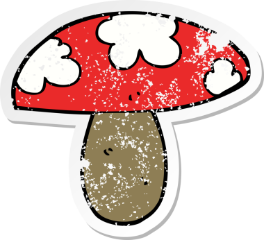 Bir insan tarafından çizilmiş karikatür mantarının sıkıntılı çıkartması