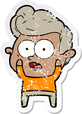 Bir insan tarafından çizilmiş, kederli bir çizgi film çıkartması.