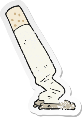 Bir insan tarafından çizilmiş karikatür sigarasının gerilimli yapıştırması.