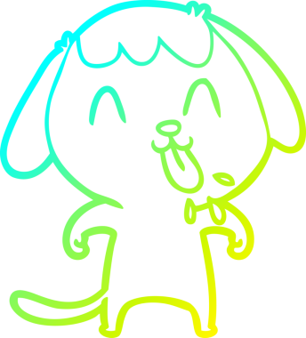 Bir insan tarafından çizilmiş şirin bir çizgi köpeğin soğuk gradyan çizgisi.