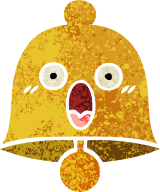 Bir insan tarafından çizilmiş bir çanın retro çizim tarzı karikatürü