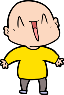 Bir insan tarafından çizilmiş mutlu, kel adam.