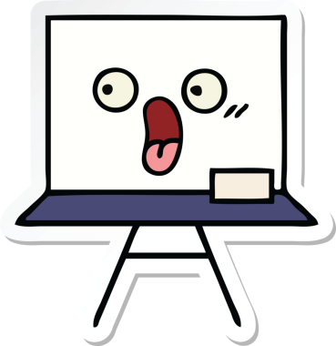 Bir insan tarafından çizilmiş beyaz bir karikatür çıkartması.