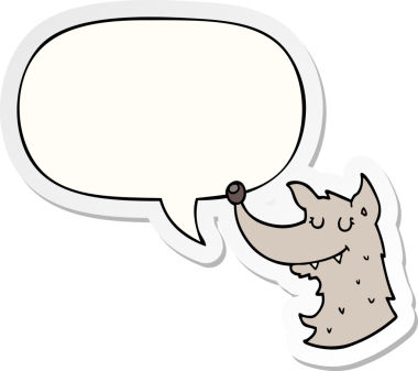 Bir insan tarafından çizilmiş konuşma balonu çıkartmalı çizgi film kurdu.