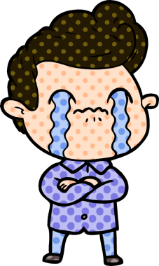 Bir insan tarafından çizilmiş ağlayan çizgi film adamı.