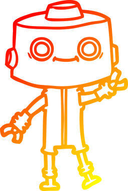 Bir insan tarafından çizilen çizgi film robotunun sıcak çizgi çizimi