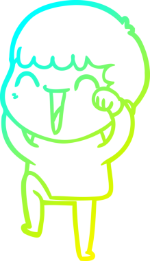 Bir insan tarafından çizilmiş mutlu bir adamın soğuk çizgi çizimi.