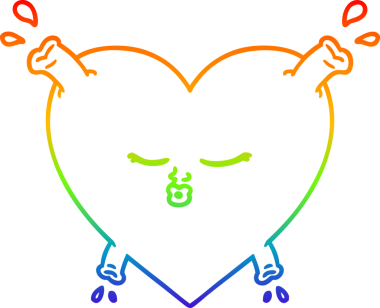 gökkuşağı gradyanı çizimi bir insan tarafından çizilmiş bir karikatür kalp