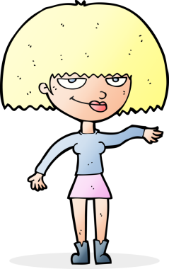 Çizgi filmdeki kendini beğenmiş kadın, bir insan tarafından küçümseyici bir jest yapıyor.