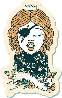 Retro Dövme Tarzı İnsan Rogue Bir insan tarafından çizilmiş 20 zar ile