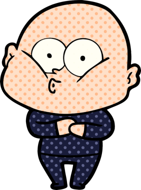 Bir insan tarafından çizilmiş kel bir adam.