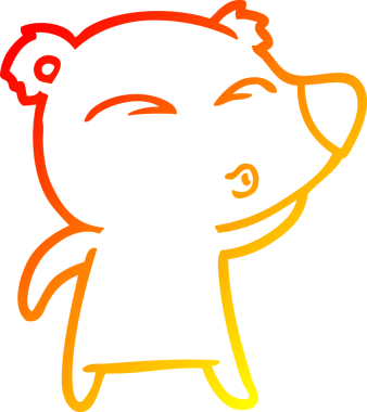 Bir insan tarafından çizilen çizgi film ıslık çalan ayının sıcak çizgi çizimi