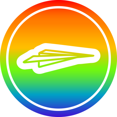 Gökkuşağı gradyan bir insan tarafından çizilmiş kağıt düzlem dairesel simgesi