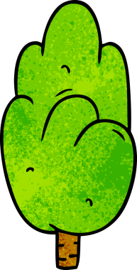 El çizimi karikatür karalaması bir insan tarafından çizilmiş tek yeşil ağaç