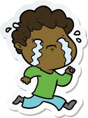 Bir insan tarafından çizilmiş, ağlayan bir çizgi film karakterinin çıkartması.