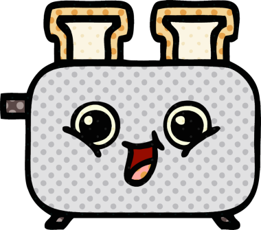 Bir insan tarafından çizilmiş bir ekmek kızartma makinesinin çizgi filmi.