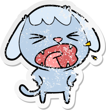 Bir insan tarafından çizilmiş şirin bir köpeğin sıkıntılı çıkartması.