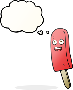 Bir insan tarafından çizilmiş serbest çizim baloncuklu buz lolipopu.